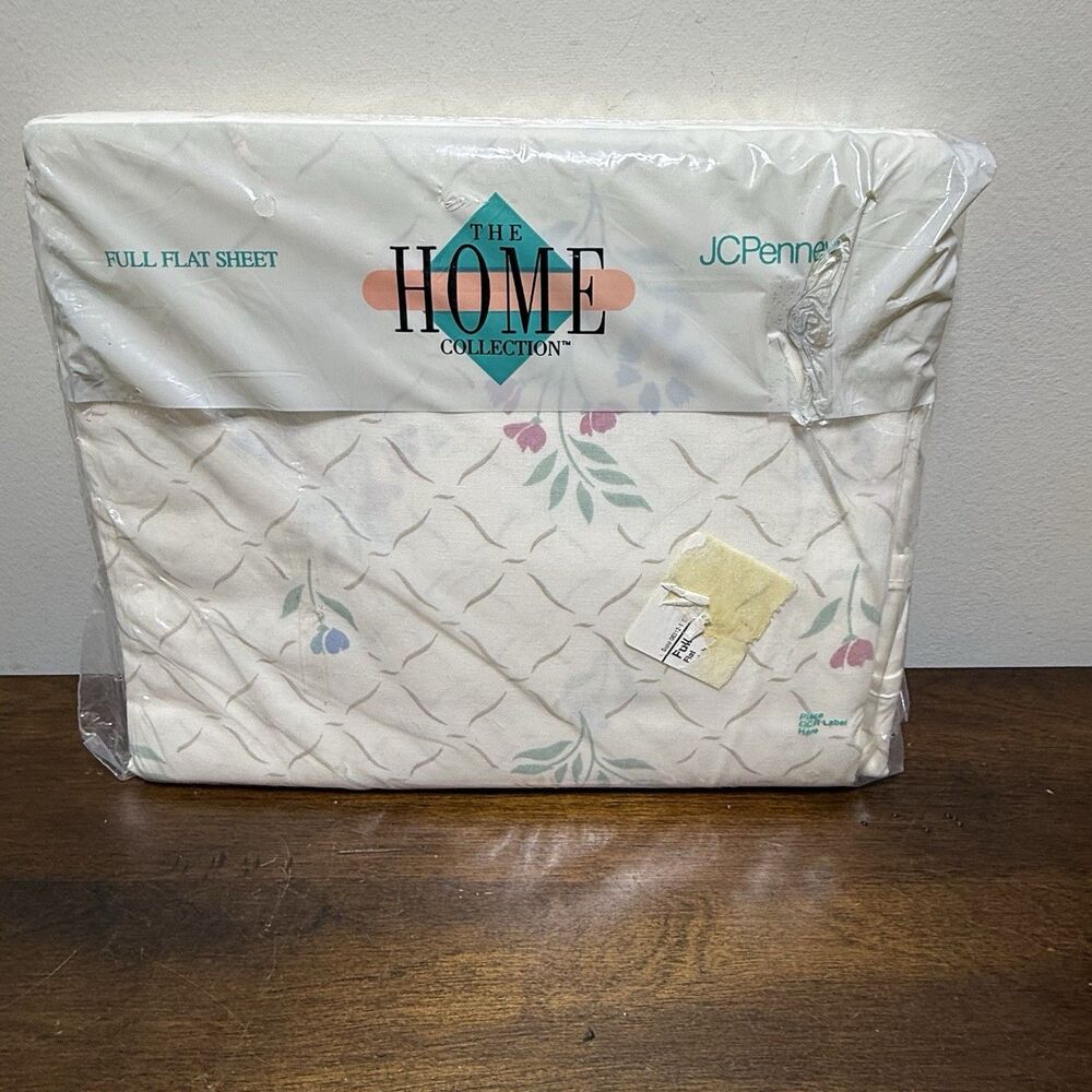 Vintage JC Penney White Floral Flat Sheet  Full Size NOS Cottagecore 90s Granny - Picture 3 of 6